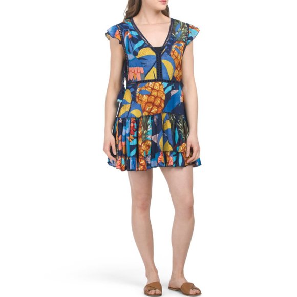 Z&L EUROPE Dresses & Skirts - Z&L EUROPE multi Tropical Mini Cover-up Dress